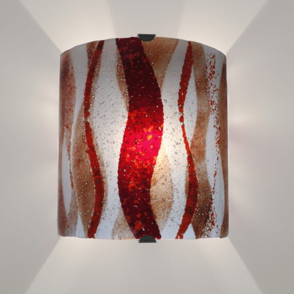 Fused glass wall lights - Gordhyllo Red Flame