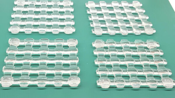 set of clear woven glass coasters