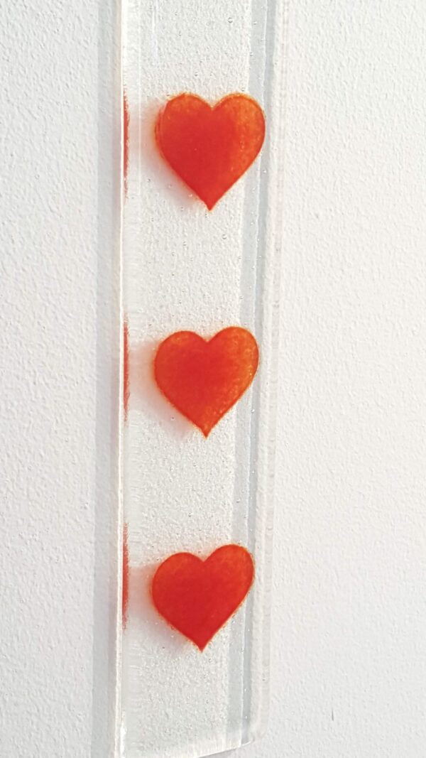 Hanging Light Catcher with Red Hearts