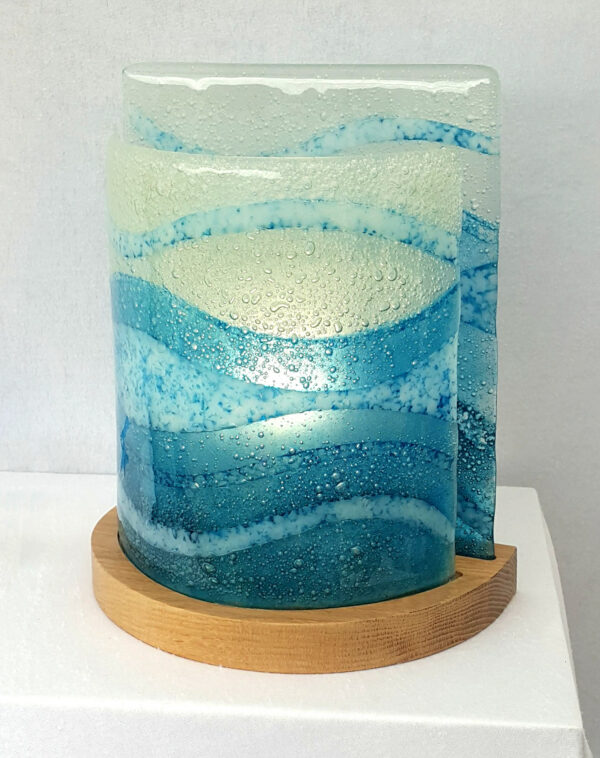 blue glass table lamp
