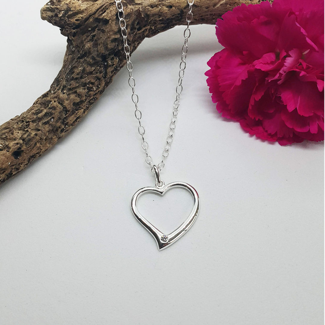 Heart Pendant Link Chain Silver Necklace – www.pipabella.com