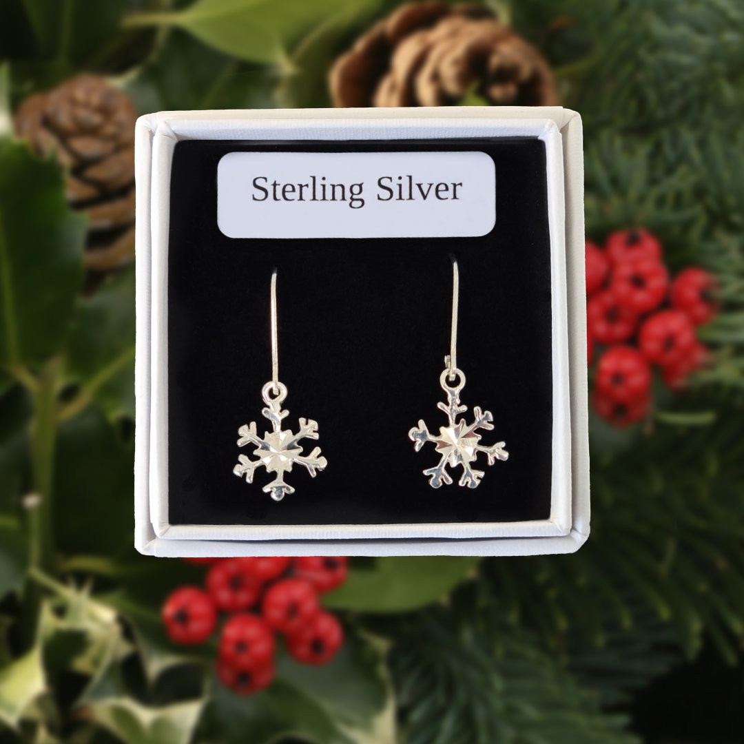 Silver Snowflake Earrings | Silver Christmas Jewellery | Henryka UK