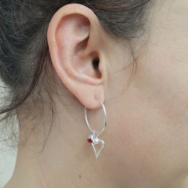 Hoop earrings red with heart