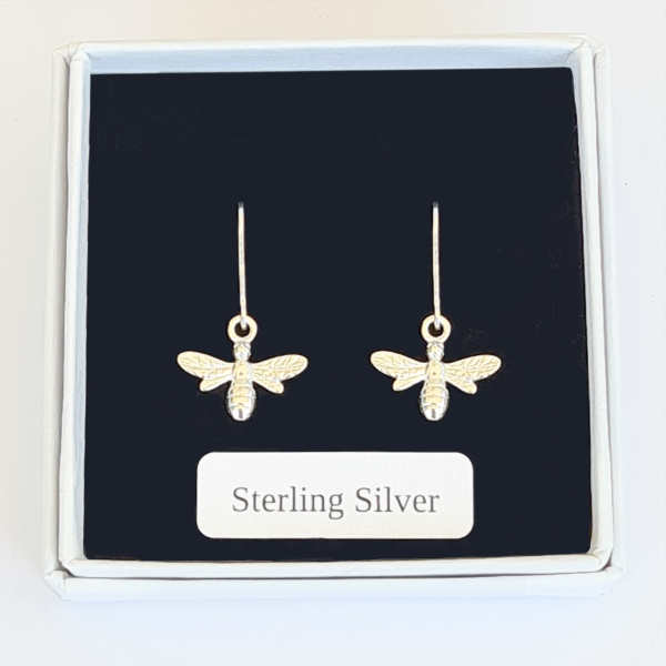 bee drop earrings sterling silver