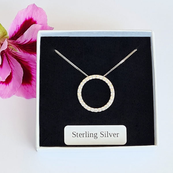 Circle Pendant Necklace Sterling Silver