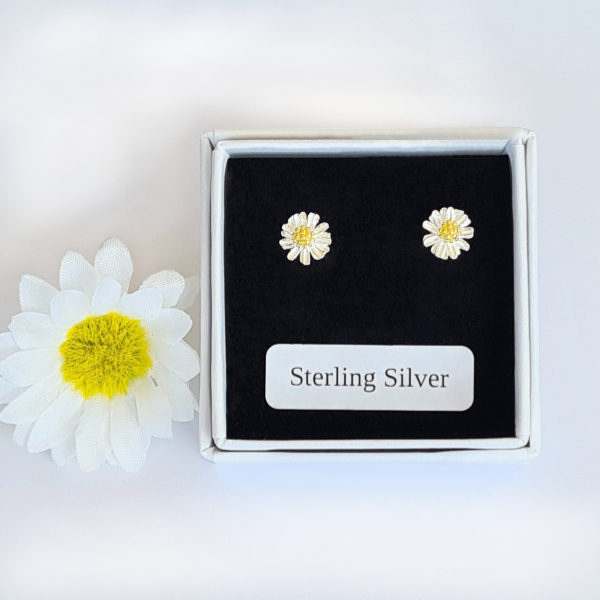 daisy stud earrings sterling silver