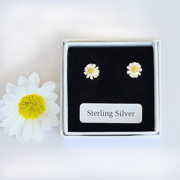 daisy stud earrings sterling silver