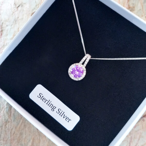clear and amethyst cubic zirconia pendant