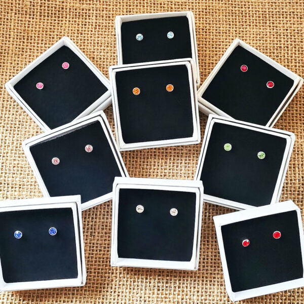 collection of birthstone stud earrings