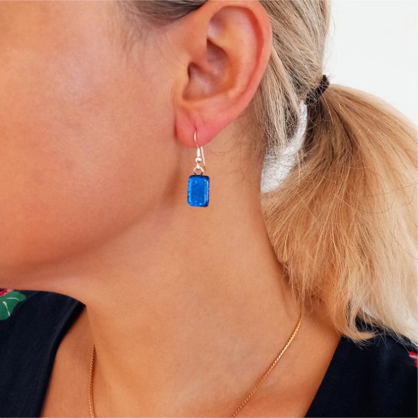 fistral drop earrings sky blue modelled