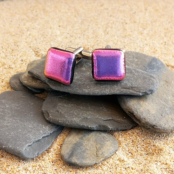 cufflinks plain pink on pebbles