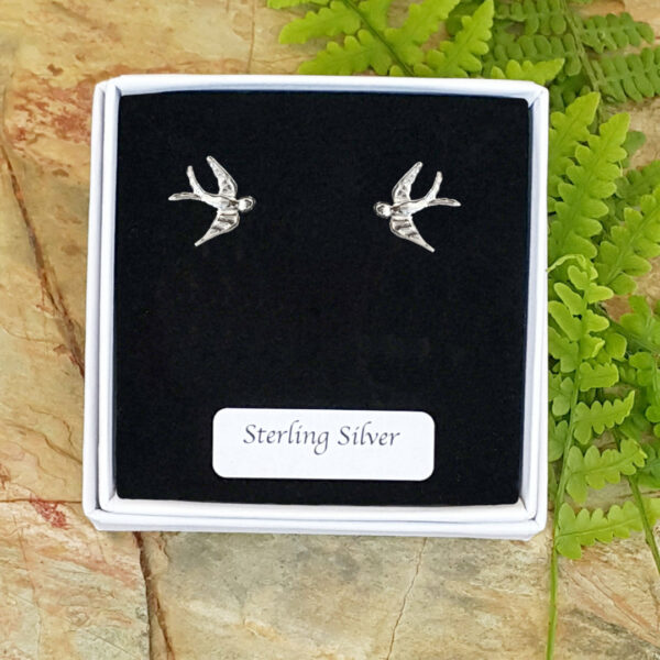 sterling silver swallow stud earrings