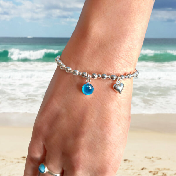 Harlyn Bead Bracelet Turquoise sea background